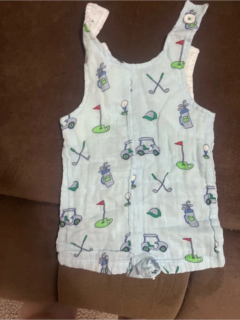 Good Lad Light Blue Baby Romper with Golf Motif
